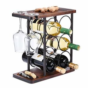 Allcener Countertop Wine Rack With Glass Holder And Tray