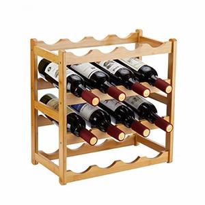 Homevany Bamboo Wine Rack - 4 Tiers 16 Bottle Wine Rack