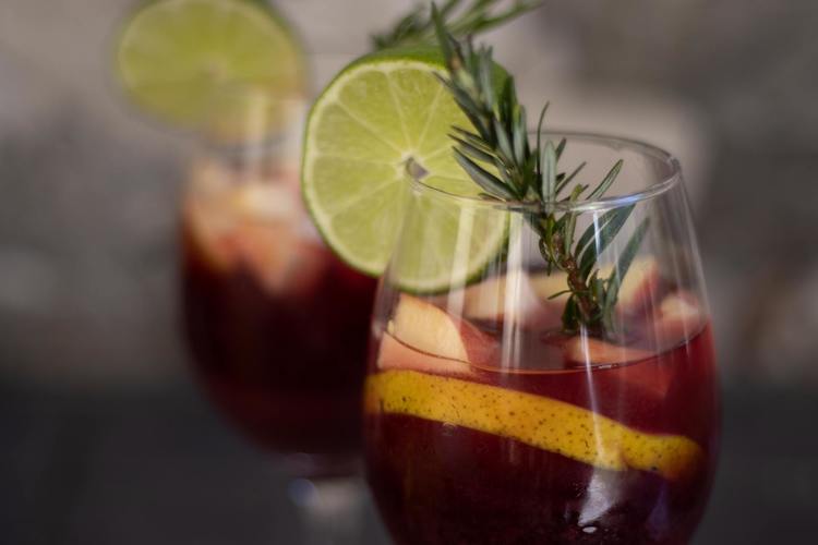 Wine Recipe - Red Wine Sangria with Lime, Pears, Apples and Rosemary