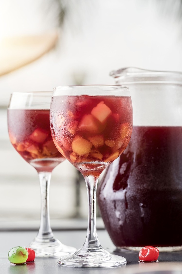Grape, Peach and Cherry Red Wine Sangria - Wine Recipe